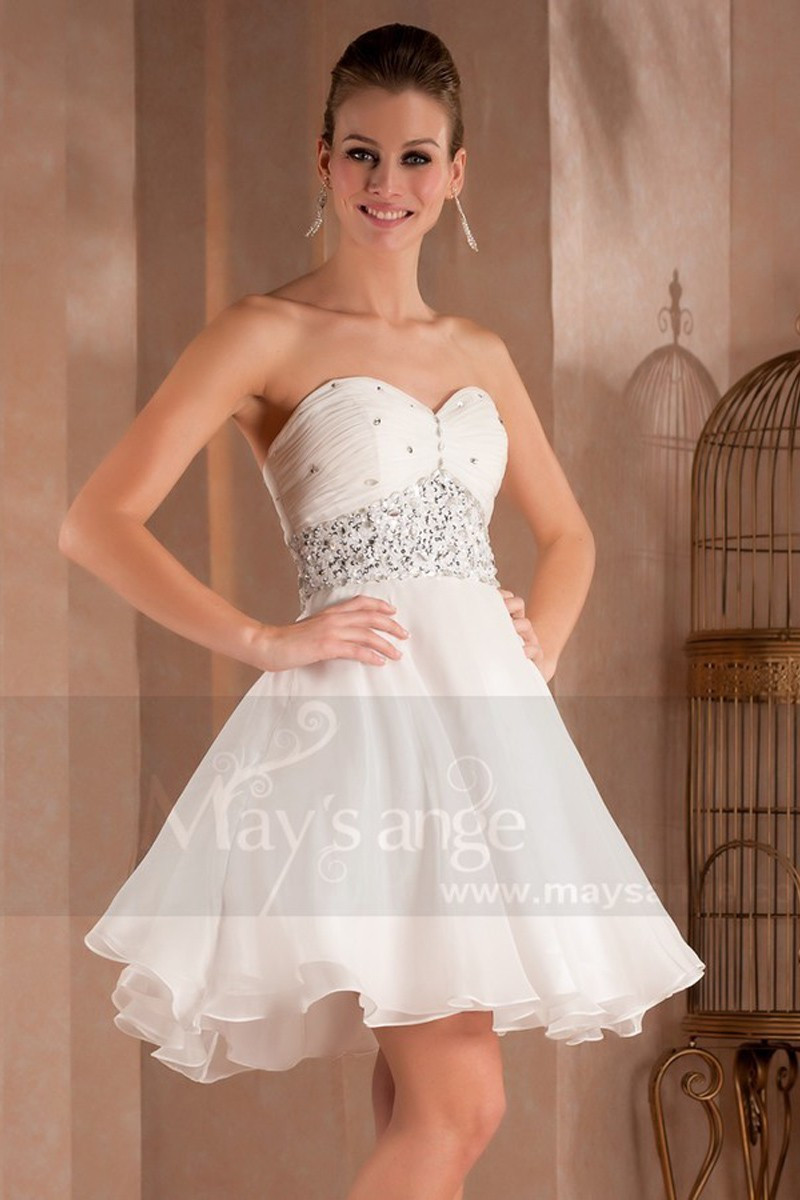 Robe courte Diamant blanc - Ref C284Promotion - 01