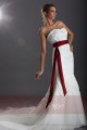 Wedding Dress With Red Ribbon On Waist-Ruby Red Wedding Dress - Ref M048 - 02