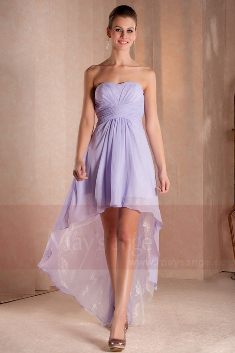 Robe cocktail Pastel asym?�trique en dentelle et mousseline - Ref C260 - Promo