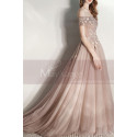 Embroidered Sand Color Off The Shoulder Tulle Ball Gown Dresses - Ref L1996 - 02