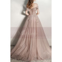 Embroidered Sand Color Off The Shoulder Tulle Ball Gown Dresses - Ref L1996 - 06