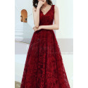 Robe En Dentelle Rouge Framboise Longue Pour Bal - Ref L1998 - 02