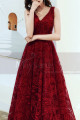 Robe En Dentelle Rouge Framboise Longue Pour Bal - Ref L1998 - 02