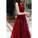V Neck Sleeveless Red Lace Dress For Prom With Lace Up Closing - Ref L1998 - 04