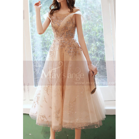 Robe Ceremonie Femme Champagne Chic Décolleté Façon Cape