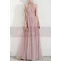 High-Neck Halter Pink Long Prom Dress With Flounce - Ref L1999 - 07