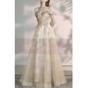 Champagne Off The Shoulder Engagement Dresses With Golden Shiny Ornament Top - Ref L2000 - 05