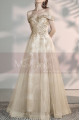 Champagne Off The Shoulder Engagement Dresses With Golden Shiny Ornament Top - Ref L2000 - 05