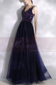 Navy Blue Thin Straps Sequin Evening Dresses - Ref L2001 - 02