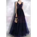 Navy Blue Thin Straps Sequin Evening Dresses - Ref L2001 - 03