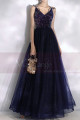 Navy Blue Thin Straps Sequin Evening Dresses - Ref L2001 - 03
