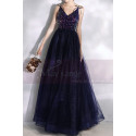 Navy Blue Thin Straps Sequin Evening Dresses - Ref L2001 - 04