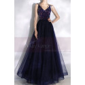 Navy Blue Thin Straps Sequin Evening Dresses - Ref L2001 - 05