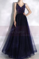 Navy Blue Thin Straps Sequin Evening Dresses - Ref L2001 - 05