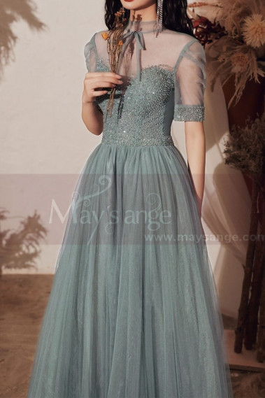 Vintage Prom Dresses With Sleeves And Sheer Top - L2002 #1