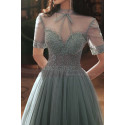 Vintage Prom Dresses With Sleeves And Sheer Top - Ref L2002 - 05
