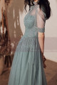 Vintage Prom Dresses With Sleeves And Sheer Top - Ref L2002 - 07