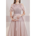 Sleeveless Pink Formal Evening Gowns Ruffle Sequined Top - Ref L2004 - 03