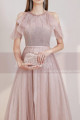 Sleeveless Pink Formal Evening Gowns Ruffle Sequined Top - Ref L2004 - 03