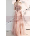 Tie Neck Off The Shoulder Embroidered Blush Pink Bridesmaid Dresses - Ref L2006 - 05