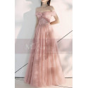 Tie Neck Off The Shoulder Embroidered Blush Pink Bridesmaid Dresses - Ref L2006 - 06