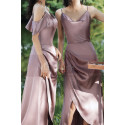 High Slit Bridesmaid Dresses Silver Pink And Straps - Ref L1203 - 03