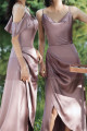 High Slit Bridesmaid Dresses Silver Pink And Straps - Ref L1203 - 03