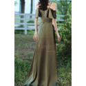 Elegant Long Evening Dresses Green Satin With Train - Ref L1205 - 03