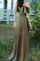 Elegant Long Evening Dresses Green Satin With Train - Ref L1205 - 03