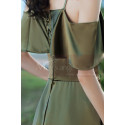 Elegant Long Evening Dresses Green Satin With Train - Ref L1205 - 04