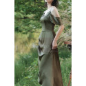 Elegant Long Evening Dresses Green Satin With Train - Ref L1205 - 05