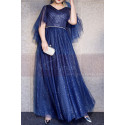 Blue Sparkly Plus Size Dresses For Women With Ruffle Sleeves - Ref L1208 - 02