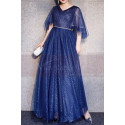 Blue Sparkly Plus Size Dresses For Women With Ruffle Sleeves - Ref L1208 - 03