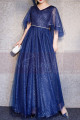 Blue Sparkly Plus Size Dresses For Women With Ruffle Sleeves - Ref L1208 - 03