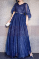 Robe De Cérémonie Femme Bleu Grande Taille Avec Manches Volantes - Ref L1208 - 03