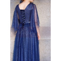 Robe De Cérémonie Femme Bleu Grande Taille Avec Manches Volantes - Ref L1208 - 04