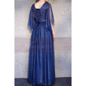 Robe De Cérémonie Femme Bleu Grande Taille Avec Manches Volantes - Ref L1208 - 05