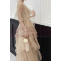 Evening Maxi Dresses In Tulle Champagne Knotted Straps - Ref L1210 - 03
