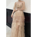 Evening Maxi Dresses In Tulle Champagne Knotted Straps - Ref L1210 - 05