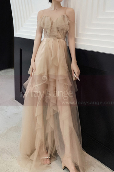 Champagne Ball Gown Long Ruffle Skirt In Tulle - L1211 #1