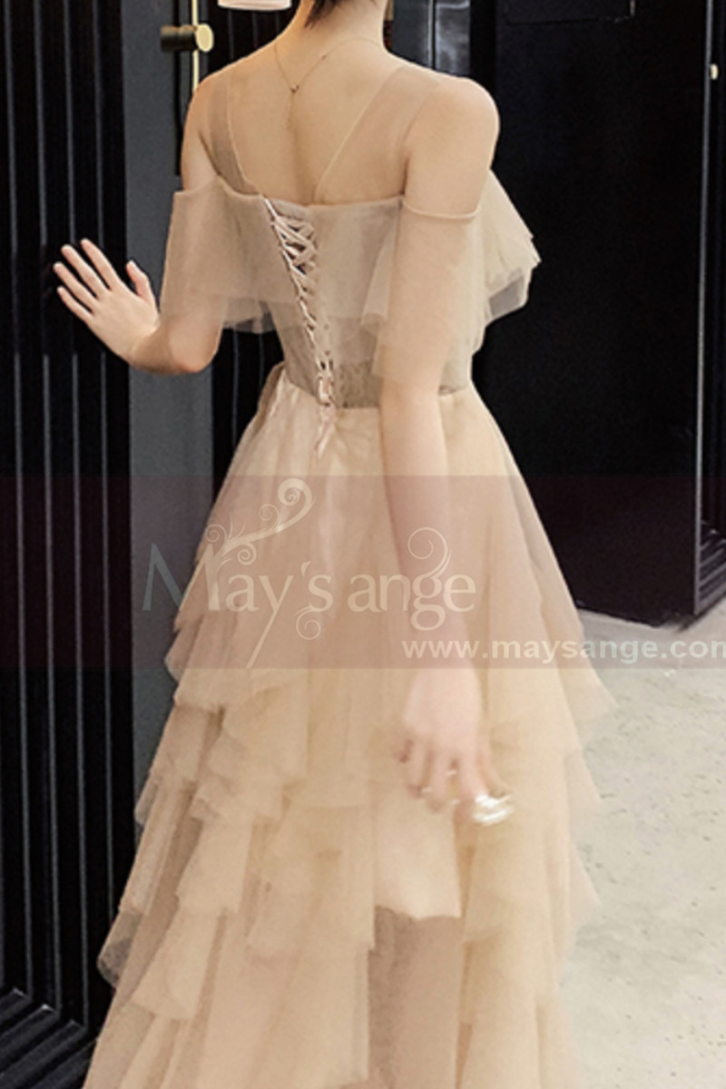 Reiner | Robe chemise à volants beige upcyclé