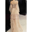 Off-The-Shoulder Long Transparency Sleeves Evening Gowns With Ruffle Long Skirt - Ref L1212 - 03