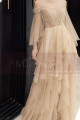 Off-The-Shoulder Long Transparency Sleeves Evening Gowns With Ruffle Long Skirt - Ref L1212 - 04