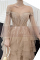 Off-The-Shoulder Long Transparency Sleeves Evening Gowns With Ruffle Long Skirt - Ref L1212 - 05