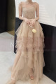 Chic Champagne Bridesmaid Dresses With Knotted Straps And Ruffle Skirt - Ref L1213 - 03