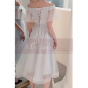 Short Tulle Off-The-Shoulder White Ruffle Dress - Ref L1215 - 02