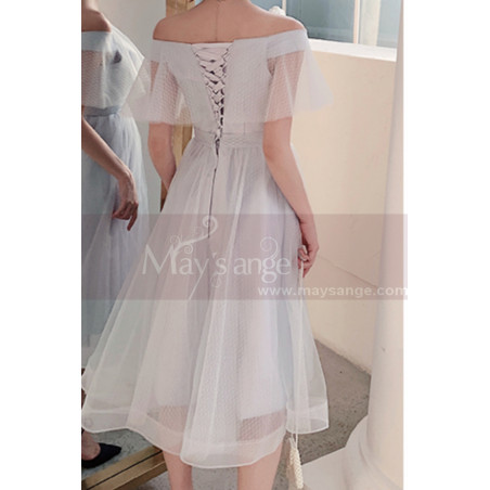 Short Tulle Off-The-Shoulder White Ruffle Dress