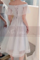 Short Tulle Off-The-Shoulder White Ruffle Dress - Ref L1215 - 02