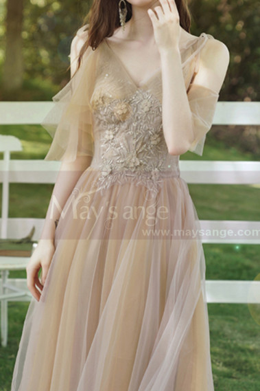 Short Bridesmaid Dresses Champagne Chic With Embroidery Top - L1217 #1