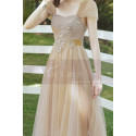 Tea Length Champagne Bridesmaid Dresses With Removable Strap - Ref L1218 - 02